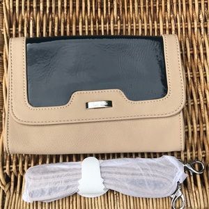 Grace Adele Teal Lou clutch detachable strap faux